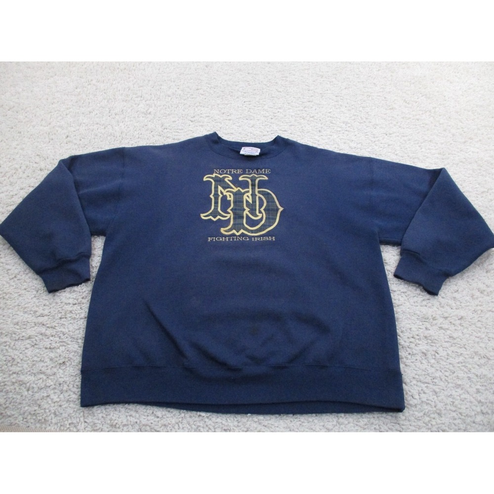 Vintage Notre Dame Fighting Irish Sweater Mens XL Blue Sweatshirt USA Logo 90s